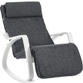 SONGMICS Scaun balansoar din lemn, suport picioare reglabil, maxim 150kg, 67x115x91cm, gri si alb