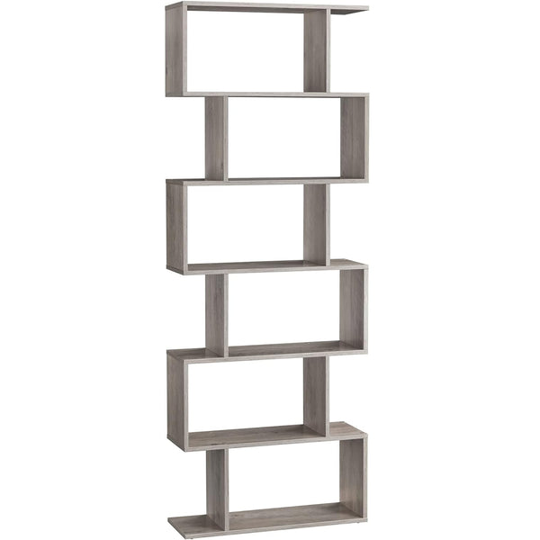 VASAGLE Biblioteca, raft cu 6 unitati de depozitare, pentru living, din lemn, 24x190x70cm, gri stejar