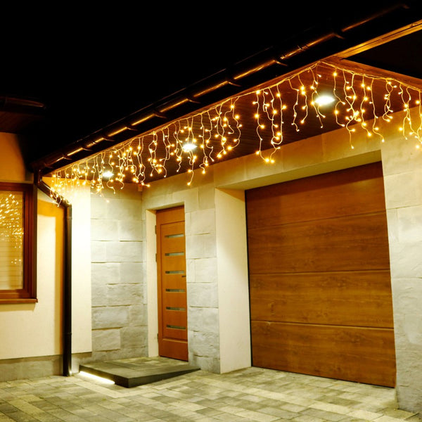 Ghirlanda luminoasa tip perdea 500 LED-uri, 20m, pentru interior/exterior, iluminare galbena
