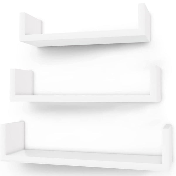 SONGMICS Rafturi plutitoare de perete, set 3 bucati, MDF, 30, 35 si 40 cm, alb