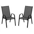 Set 2 scaune de gradina cu cadru metalic, stivuibile, 55x72x96cm, negru