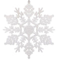 Decoratiune brad fulg de zapada, 13cm, alb cu sclipici