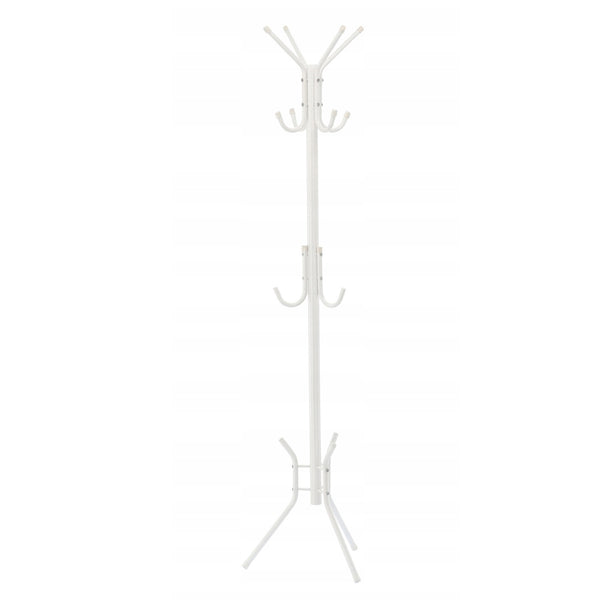 Cuier hol metalic 178 cm, 12 carlige, design minimalist, alb