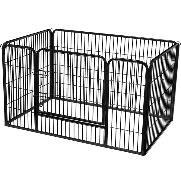 FEANDREA Tarc pentru caini din panouri de fier, cu usa de acces, XXL, 122x80x70cm, negru