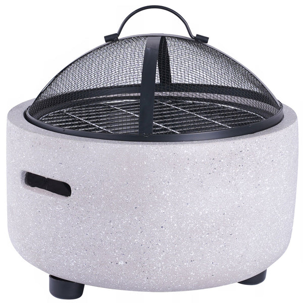Semineu de exterior pentru terasa sau gradina din placa de magneziu, cu grill pentru gratar, 43x43x39cm
