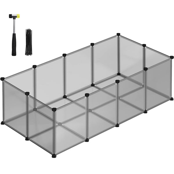 SONGMICS Tarc pentru animale de companie, din plastic, DIY, configurabil, 143x73x46cm, gri