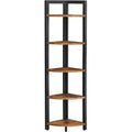VASAGLE Biblioteca de colt cu 5 etaje, cadru metalic, 150x30x30cm, stil industrial maro rustic si negru