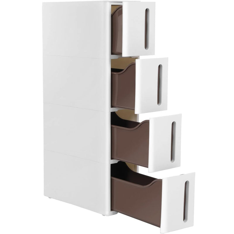 SONGMICS Dulap de depozitare pe roti, pentru bucatarie sau baie, din plastic, cu 4 nivele, 45x17x84cm, alb