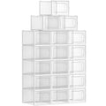 SONGMICS Cutii de pantofi, set de 18 organizatoare stivuibile, structura rezistenta ABS, 35x25x19cm, transparent