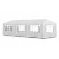 Pavilion de gradina 300x900 cm, 8 pereti detasabili cu ferestre si usa, structura metalica, PE impermeabil, alb