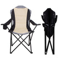 Scaun pliabil camping sau pescuit Premium, cu suport pahar, crem si negru