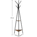 VASAGLE Cuier metalic, cu ​​2 rafturi MDF, inaltime 179cm, stil industrial, maro rustic si negru