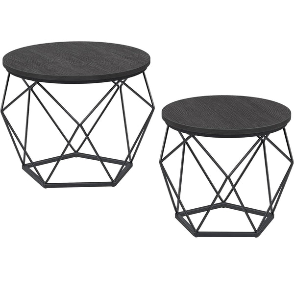 VASAGLE Set de 2 mese de cafea, stil industrial, 50x40cm si 40x36cm, negru