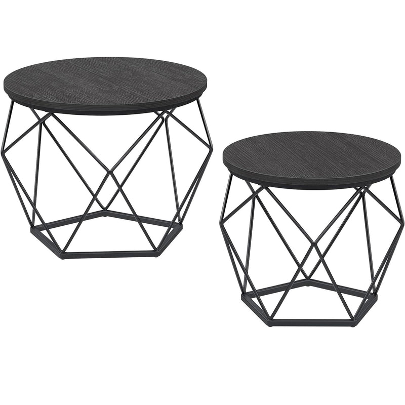 VASAGLE Set de 2 mese de cafea, stil industrial, 50x40cm si 40x36cm, negru