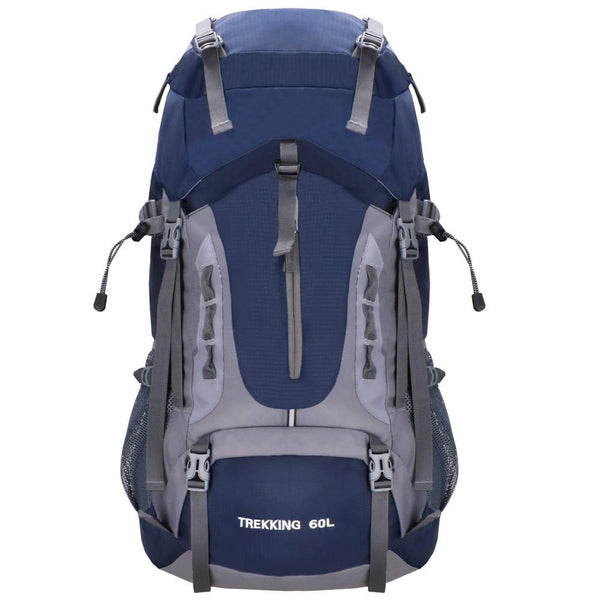Rucsac tactic militar pentru drumetie, cu husa de ploaie, 60 litri, 25 kg, 70x40x24 cm, gri albastru