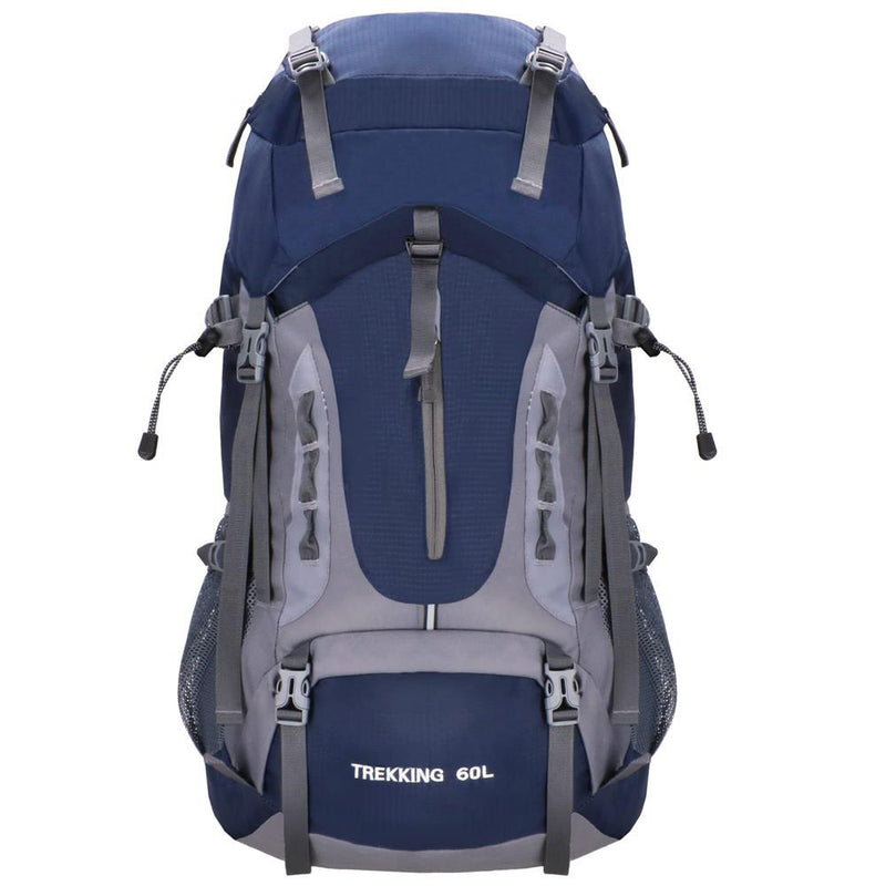 Rucsac tactic militar pentru drumetie, cu husa de ploaie, 60 litri, 25 kg, 70x40x24 cm, gri albastru