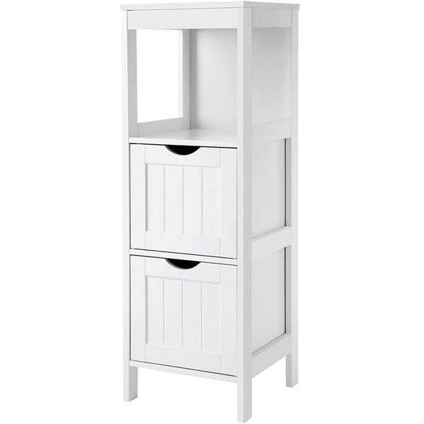 VASAGLE Dulap de podea pentru baie, multifunctional, 2 sertare, 30x30x89cm, alb