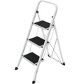 SONGMICS Scara pliabila cu 3 trepte, sarcina 150 kg, otel, 47x75x105 cm, alb si negru