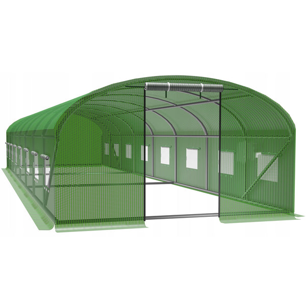 Sera de gradina, tip tunel cu cadru metalic, 400x1000cm, verde, 40mp