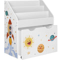SONGMICS Organizator de jucarii si carti pentru copii, multifunctional, cutie detasabila cu roti, 63x30x70cm, alb