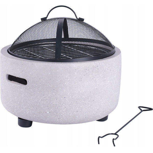Semineu de exterior pentru terasa sau gradina din placa de magneziu, cu grill pentru gratar, 43x43x39cm