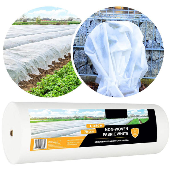 Folie agrotextil, mulcire, antiburuieni, filtru UV, 50 x 1.6metri, 70g/m2, alb