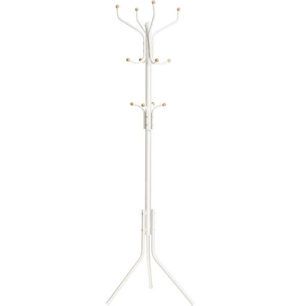 SONGMICS Cuier pentru haine cu 12 carlige pe 3 nivele, metalic, inaltime 182 cm, alb crem