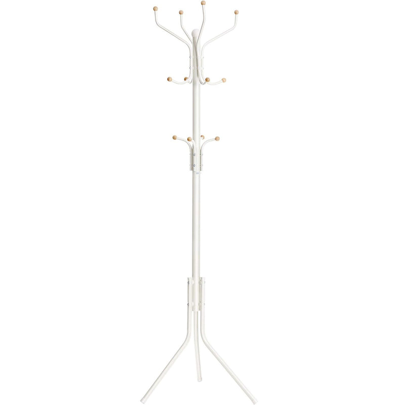 SONGMICS Cuier pentru haine cu 12 carlige pe 3 nivele, metalic, inaltime 182 cm, alb crem