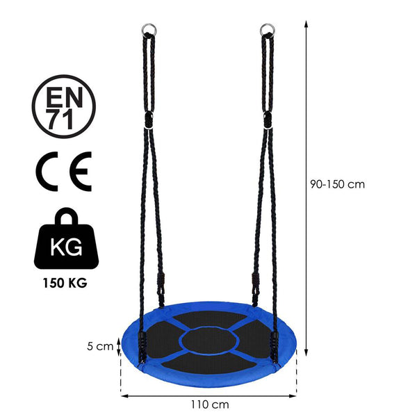 Leagan tip cuib Sersimo NS24, diametru 110cm, inaltime reglabila, pentru exterior, sarcina 150 kg, Albastru Negru