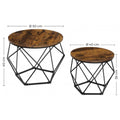 VASAGLE Set de 2 mese de cafea, stil industrial, 50x40cm si 40x36cm, maro rustic si negru