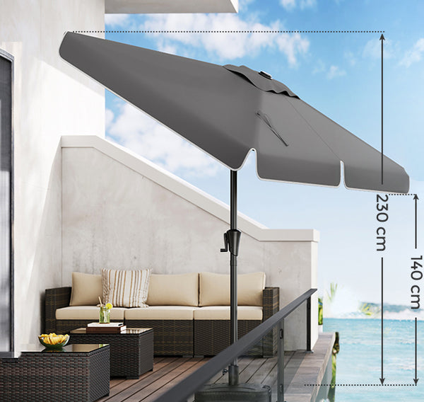 SONGMICS Umbrela de gradina cu manivela, 200x150 cm, UPF 50+, inclinare 30°, structura metalica, gri