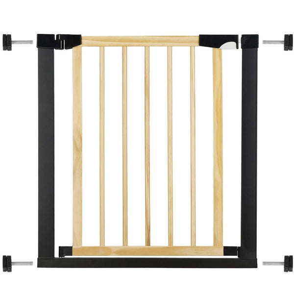 Poarta de siguranta Safety Gate pentru scari, ajustabila, din lemn cu structura otel, 75-82cm, negru maro
