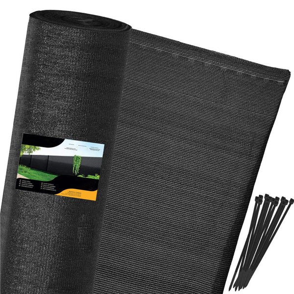 Plasa umbrire si intimitate pentru gard, 1.5m latime, 10m lungime, 140g densitate, negru