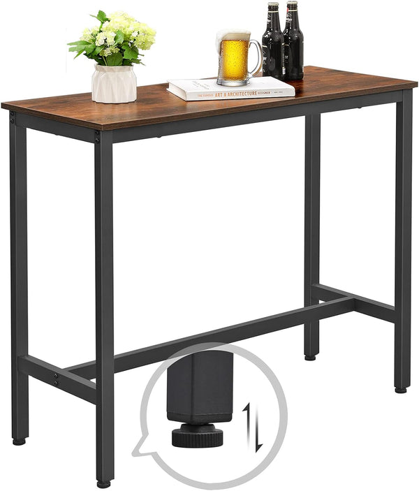 VASAGLE Masa de bar inalta, cadru metalic, design industrial, 100x40x90cm, maro rustic