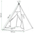 Cort copii Sersimo stil indian Teepee Tent cu fereastra, covoras gros si 2 perne, alb albastru