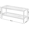 Raft de depozitare din bambus, cu 2 niveluri, 26x70x33cm, alb