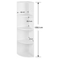 VASAGLE Raft de colt pentru podea, cu 4 nivele, din PAL, 30x30x130cm, alb