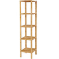 SONGMICS Raft de depozitare din bambus, 5 polite, pentru bucatarie sau baie, 146x33x33cm, maro natural
