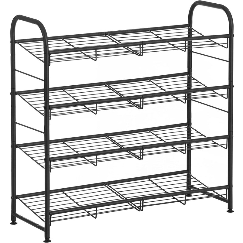 SONGMICS Pantofar cu 4 rafturi de depozitare, din metal, polite cu unghi reglabil, 28x69x65cm, negru
