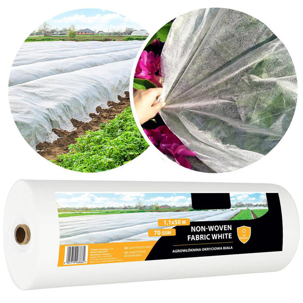 Folie agrotextil, mulcire, antiburuieni, filtru UV, 50 x 1.1metri, 70g/m2, alb