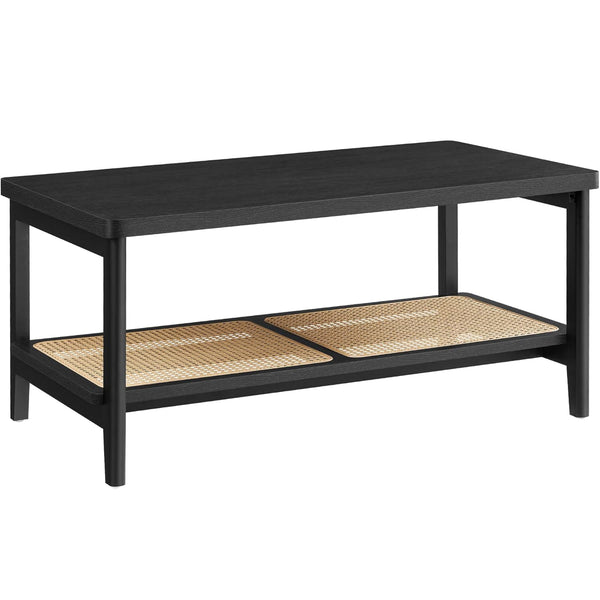 VASAGLE Masuta de cafea, din MDF, cu spatiu de depozitare pe 2 nivele, 55x100x45 cm, negru