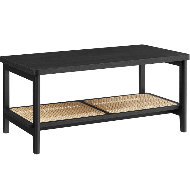 VASAGLE Masuta de cafea, din MDF, cu spatiu de depozitare pe 2 nivele, 55x100x45 cm, negru