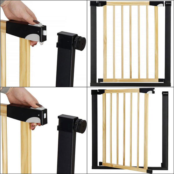 Poarta de siguranta Safety Gate pentru scari, ajustabila, din lemn cu structura otel, 96-103cm, negru maro