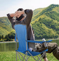 SONGMICS Set 2 scaune pliabile de camping sau pescuit, suport pahar, maxim 150kg, albastru