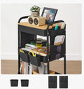 SONGMICS Raft de depozitare mobil tip carucior rulant, pentru baie sau bucatarie, cadru otel cu blat MDF, 31x44x74 cm, negru