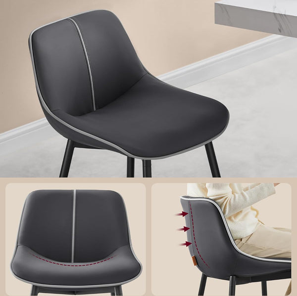 VASAGLE Set 2 scaune de bar, spatar ergonomic din piele artificiala, cadru metalic, 50x50x88 cm, negru