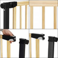 Poarta de siguranta Safety Gate pentru scari, ajustabila, din lemn cu structura otel, 75-82cm, negru maro
