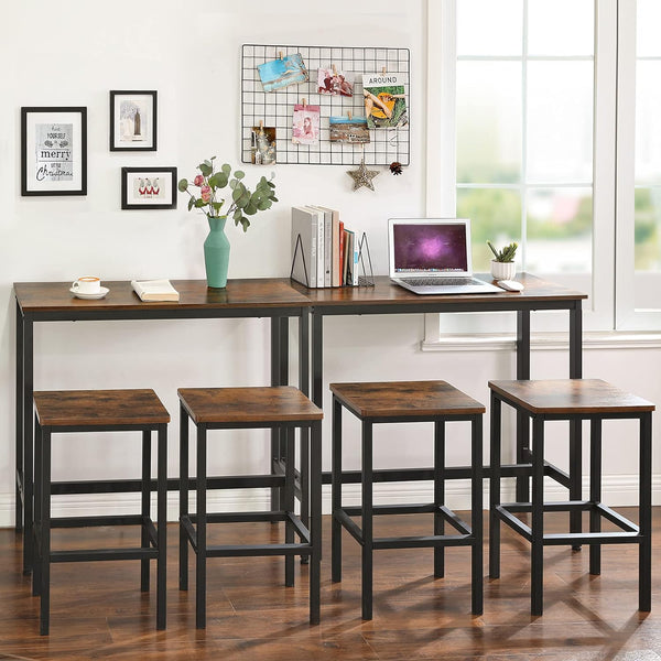 VASAGLE Masa de bar inalta, cadru metalic, design industrial, 100x40x90cm, maro rustic