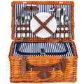 Cos de picnic echipat pentru 4 persoane Deluxe, din rachita, cu vesela si tacamuri, frigorific