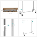 SONGMICS Suport pentru haine cu sina superioara extensibila, pe roti, reglabil pe latime, 45x(110-150)x160cm, inox argintiu